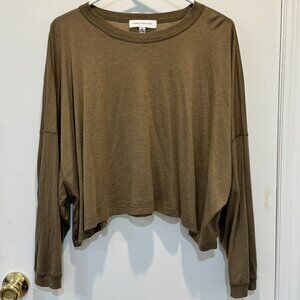 Something Navy - Oversized Cropped Long-Sleeve Tee (Size: S)